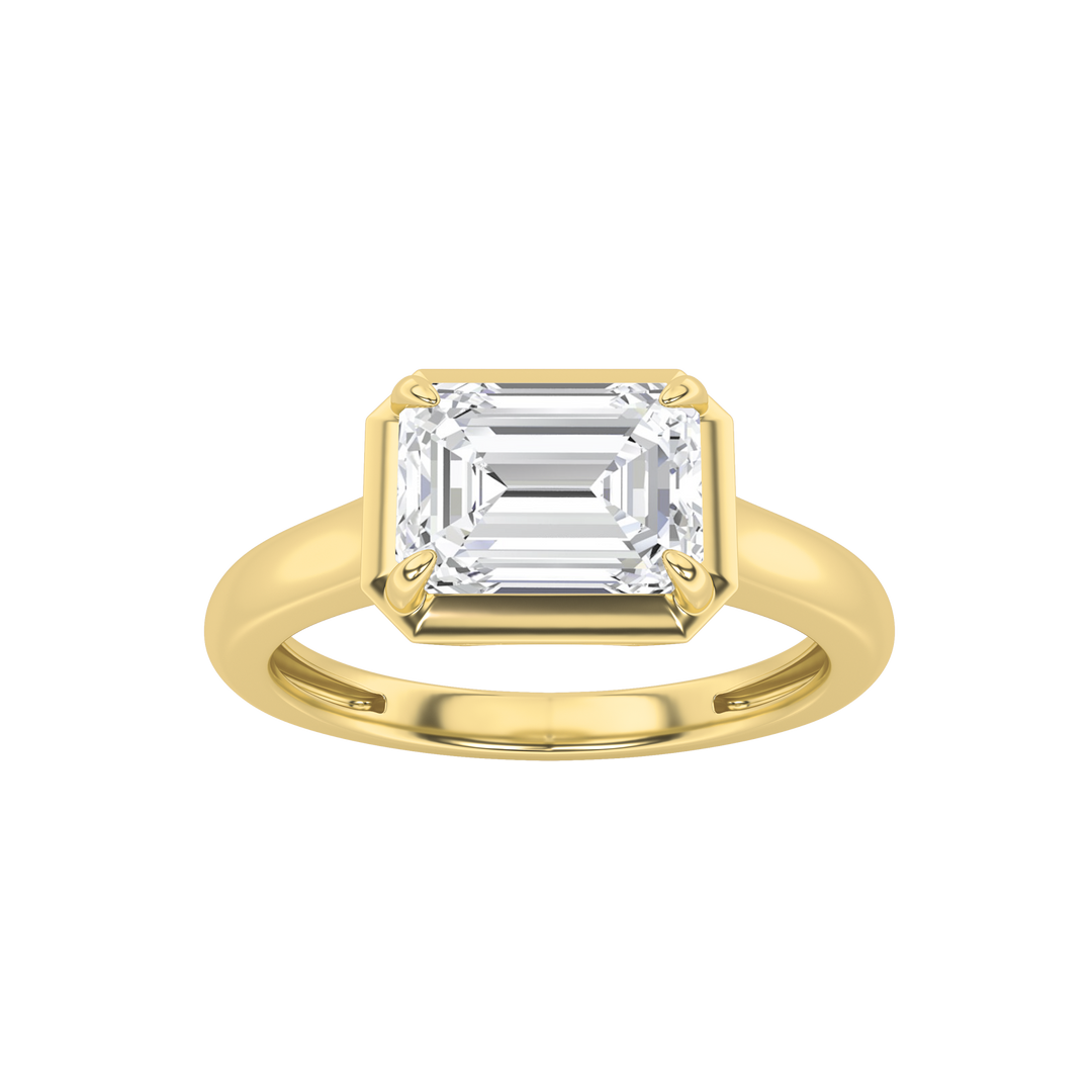 14K Yellow Gold 1.5ct Lab Emerald Diamond Ring Sz7
