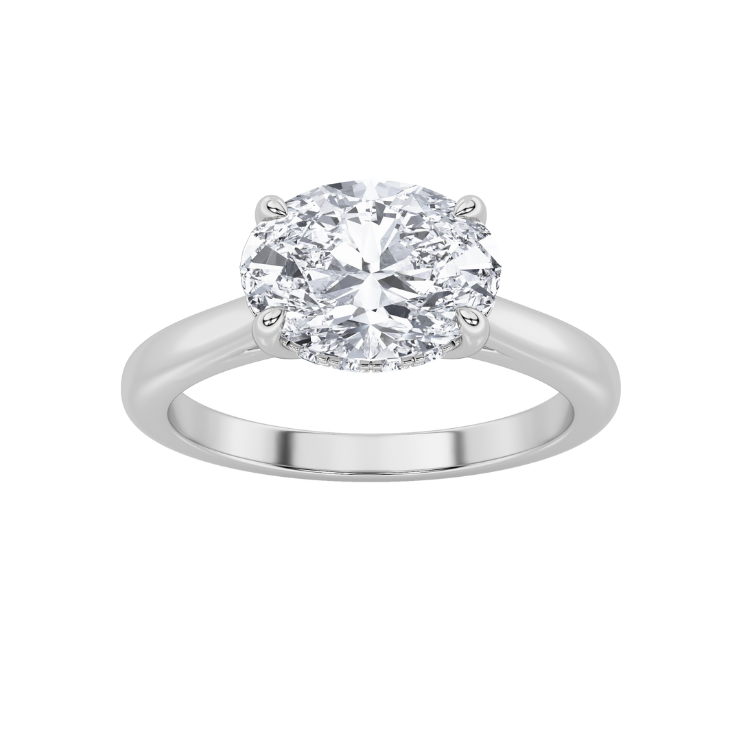 14K White Gold 1.5ct Lab Diamond Oval Ring Sz7