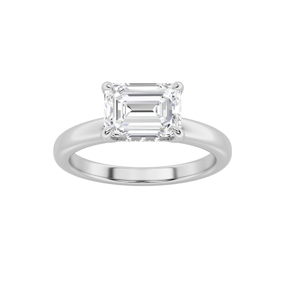 14K White Gold 1.5ct Lab Diamond Emerald Ring Sz7