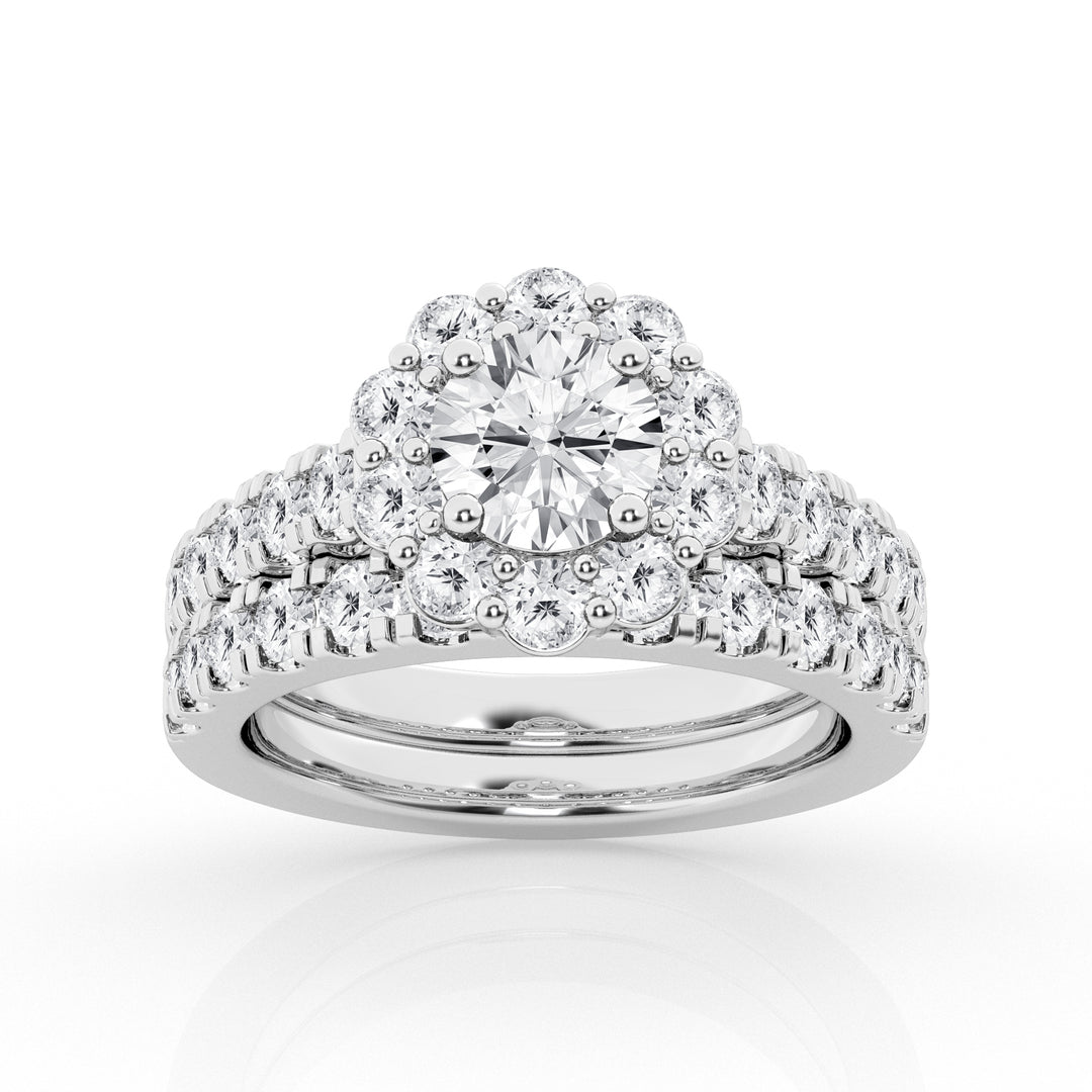 14K White Gold Lab Diamond Celestial Halo Engagement Ring