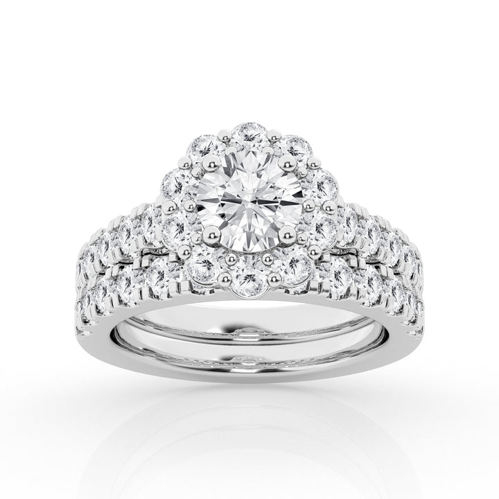 14K White Gold Lab Diamond Celestial Halo Engagement Ring