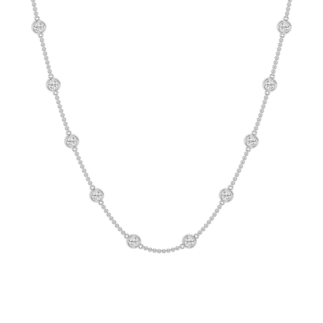 14K Yellow Gold Lab Diamond Stationed Necklace