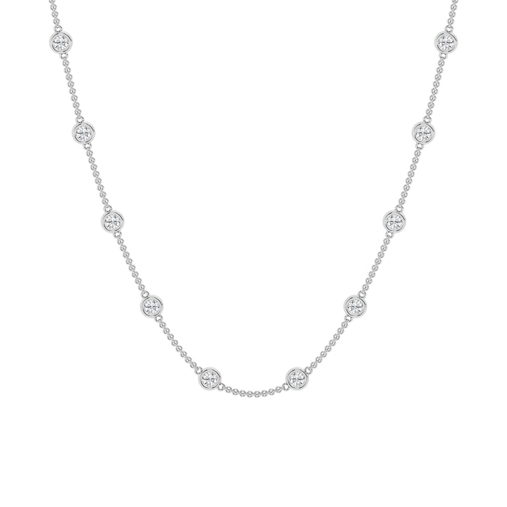 14K Yellow Gold Lab Diamond Stationed Necklace