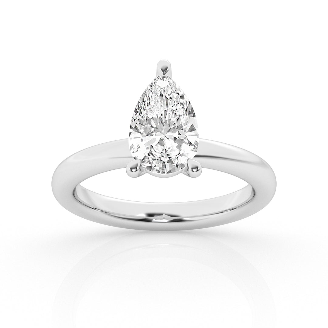 14K White Gold 1ct Pear Lab Diamond Solitaire Ring
