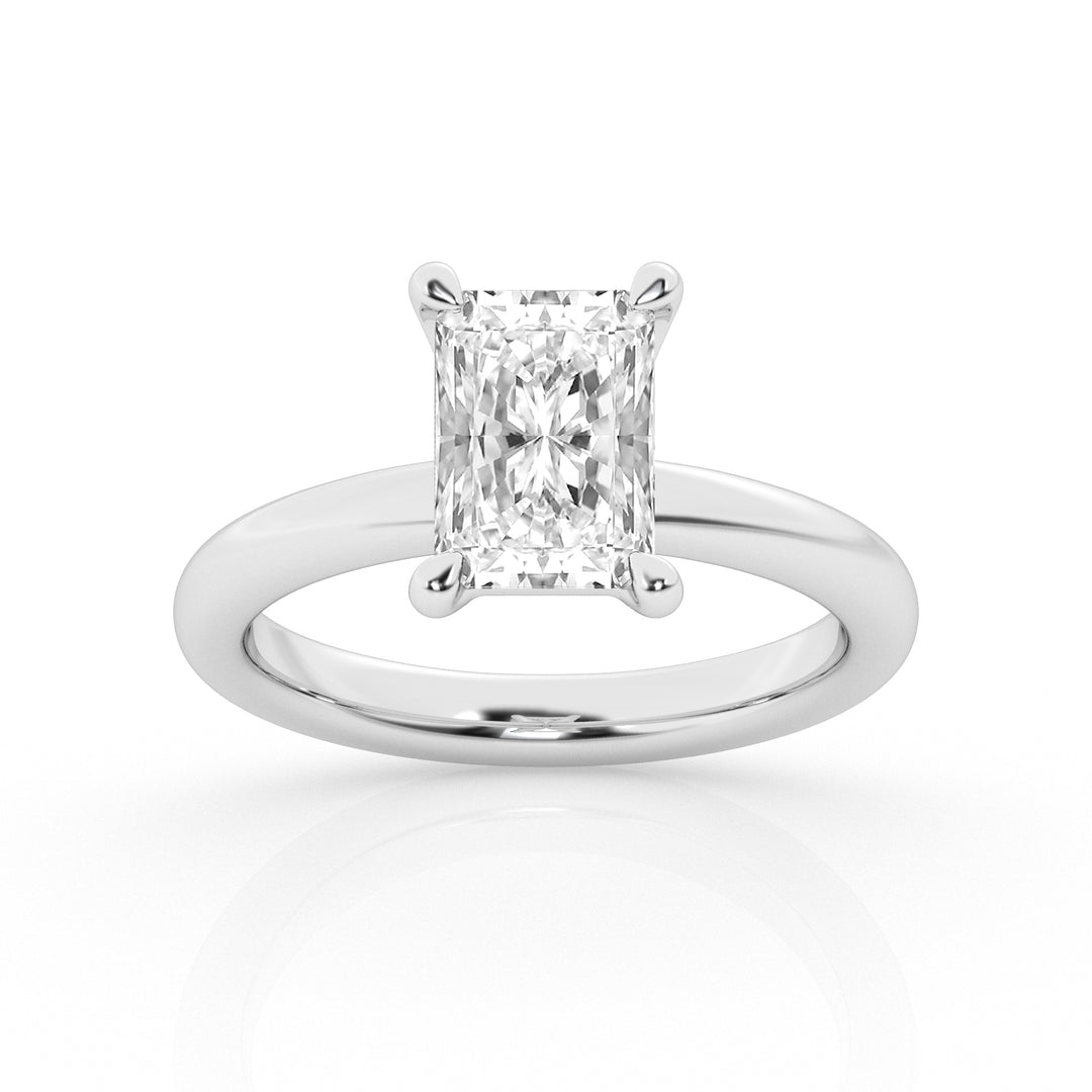14K White Gold 2ct Radiant Lab Diamond Solitaire Ring