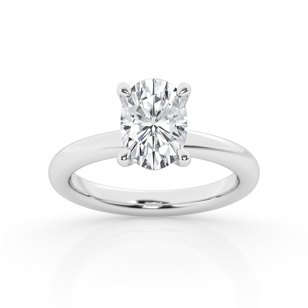 14K White Gold 4ct Oval Lab Diamond Solitaire Ring