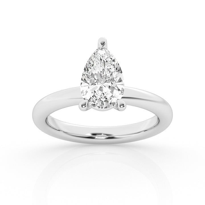 14K White Gold 4ct Pear Lab Diamond Solitaire Ring