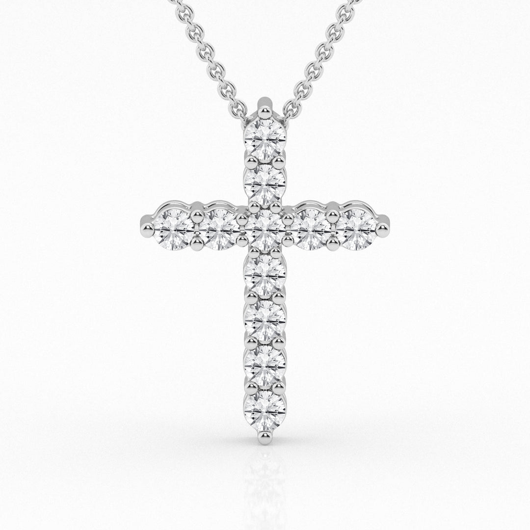 14K White Gold Lab Diamond Cross Pendant Brilliance