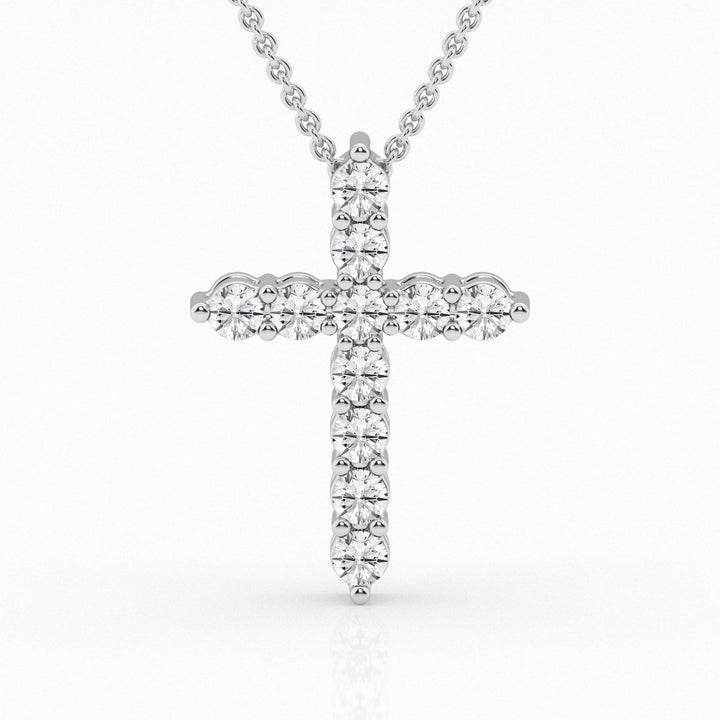14K White Gold Lab Diamond Cross Pendant Brilliance