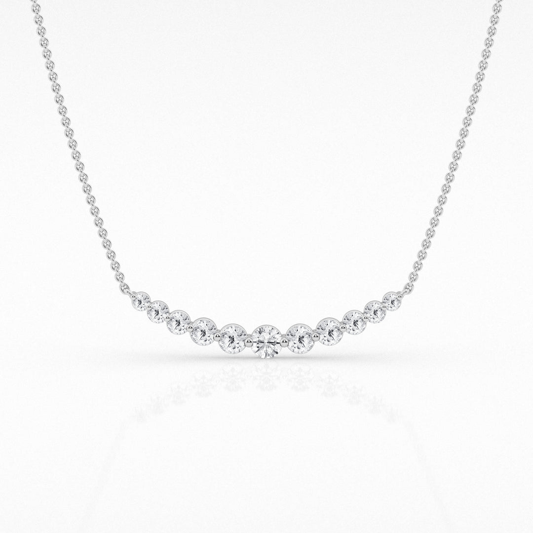 14K White Gold Lab Diamond Smile Pendant Necklace