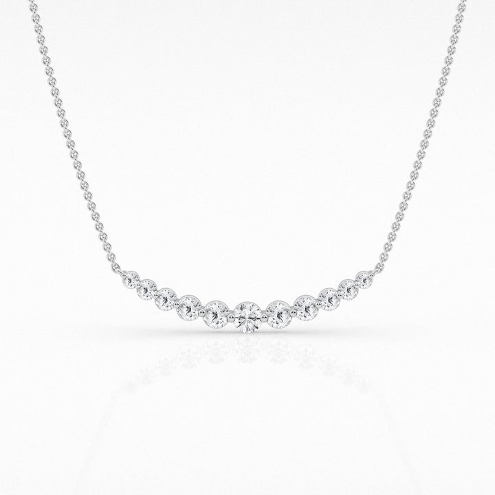 14K White Gold Lab Diamond Smile Pendant Necklace
