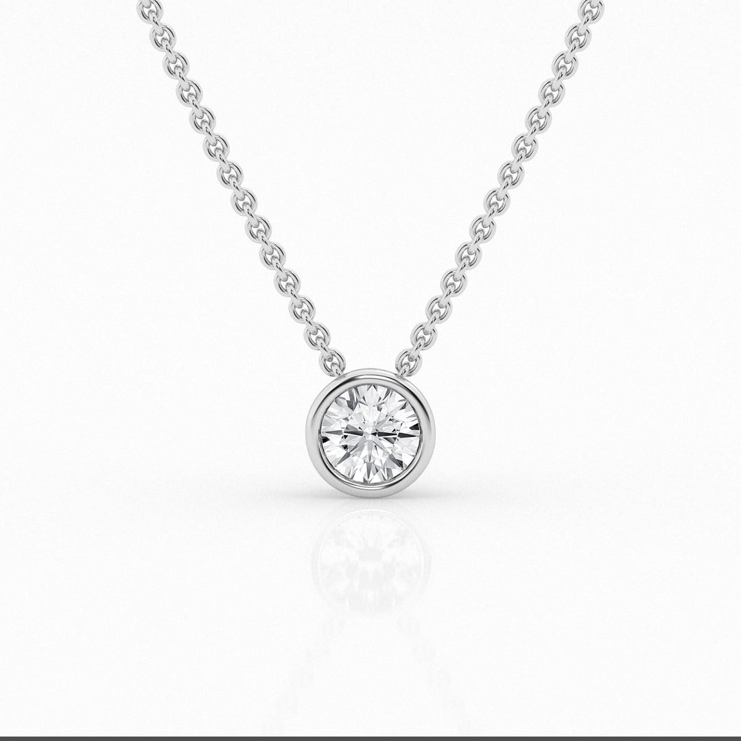 14K White Gold Lab Diamond Solitaire Pendant