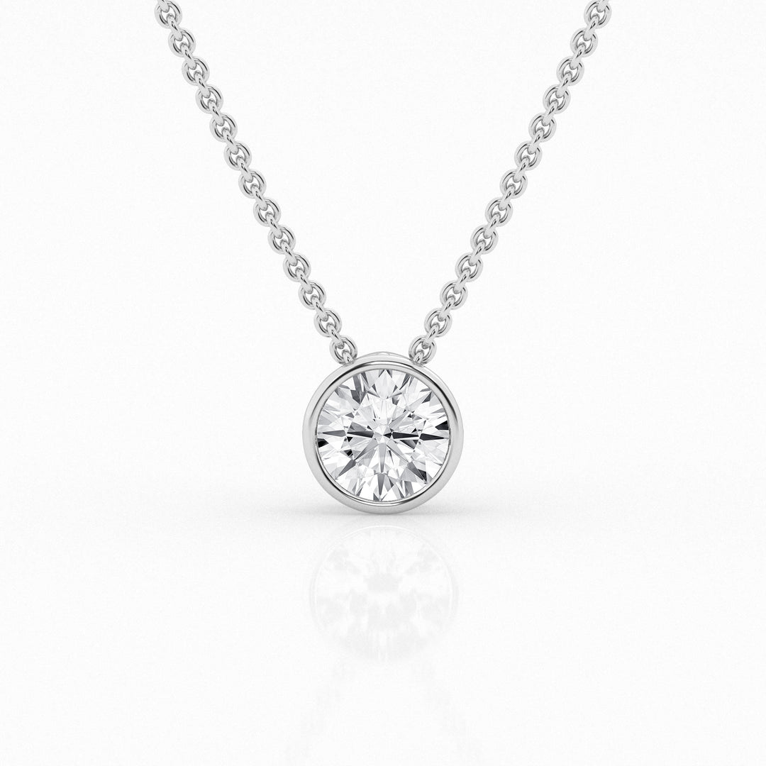 Minimalist 14K White Gold Lab Diamond Bezel Pendant