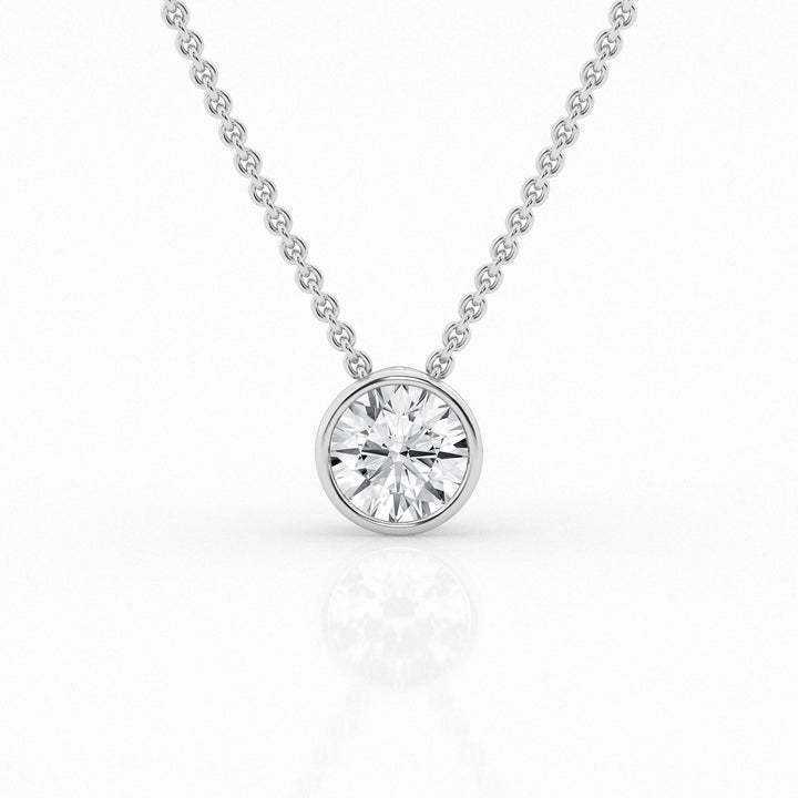 Minimalist 14K White Gold Lab Diamond Bezel Pendant