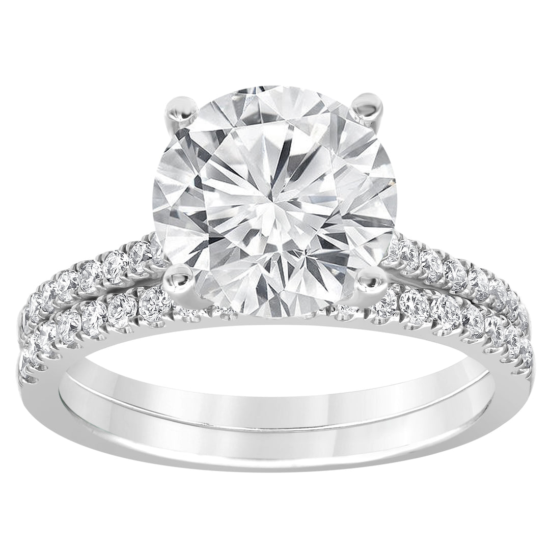 14K White Gold Lab Diamond Halo Engagement Ring