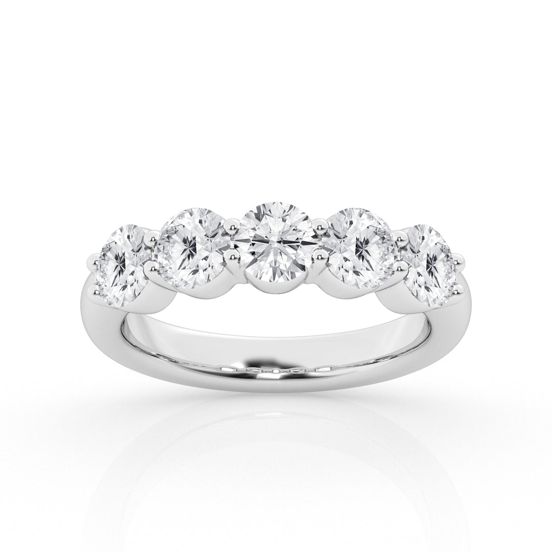 14K White Gold 5-Stone Lab Diamond Engagement Ring