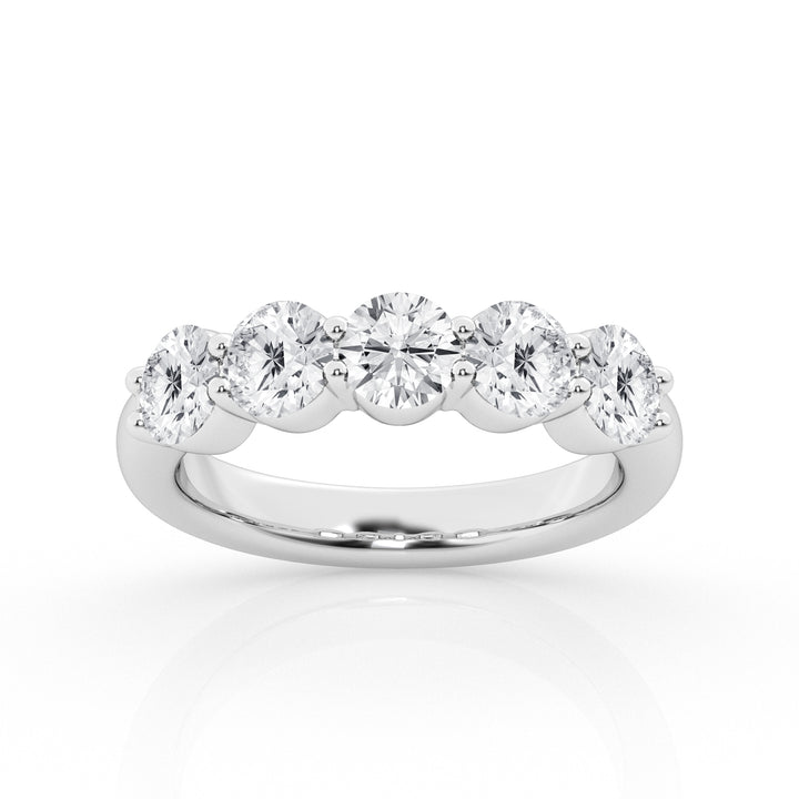 14K White Gold 5-Stone Lab Diamond Engagement Ring