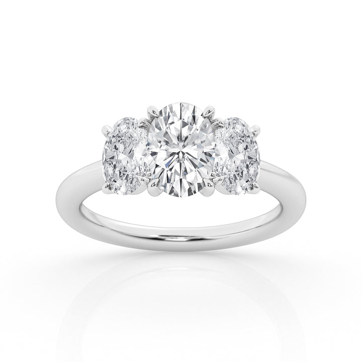 Oval Lab Diamond Trilogy Ring in 14K White Gold