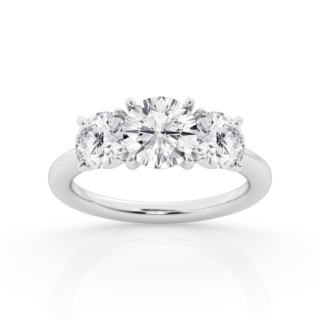 14K White Gold 3-Stone Lab Diamond Engagement Ring