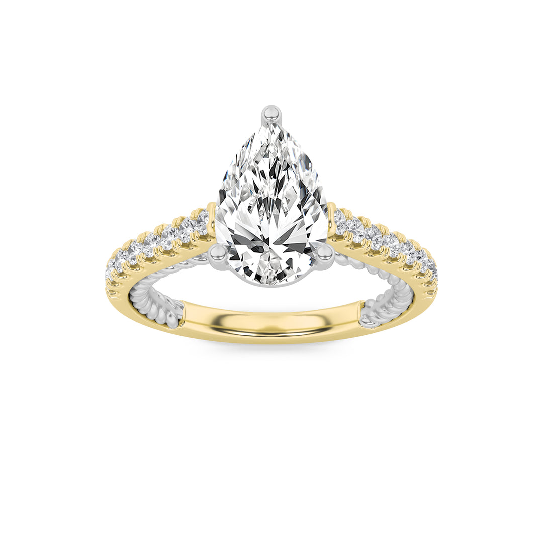 14K WG Lab Diamond Pear Ring 1.9ctw F VS+ Sz 7