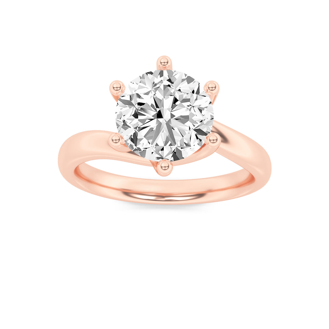 14K Rose Gold 2ct Lab Diamond Ring, Size 7