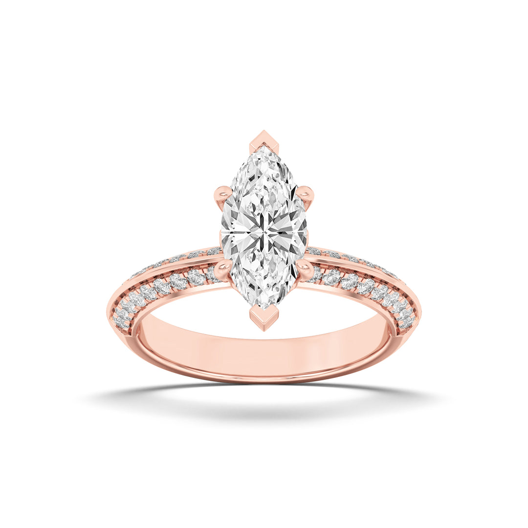 14K Rose Gold 2.1ctw Lab Diamond Marquise Ring Sz 7