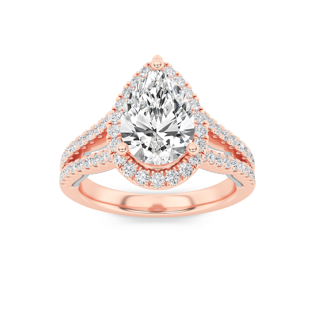 14K Rose Gold 2ctw Pear Lab Diamond Ring Sz 7