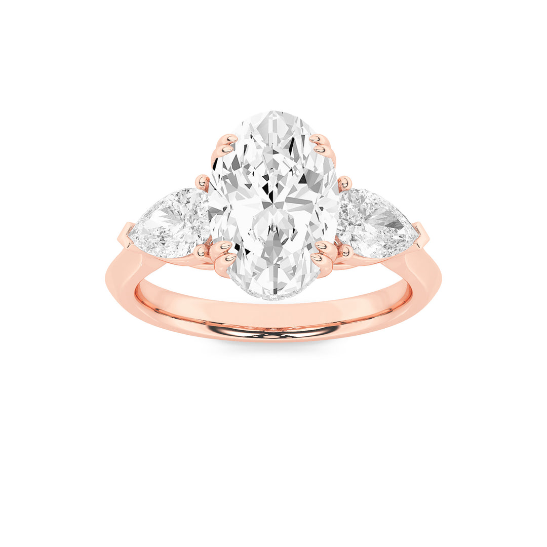 14K Rose Gold 3ct Lab Diamond Oval Solitaire Ring