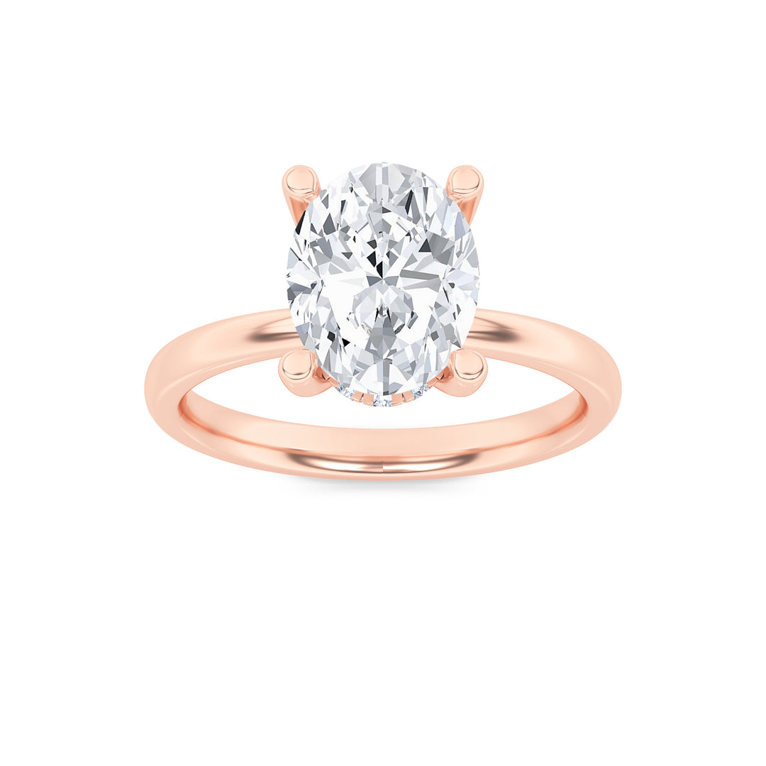 14K Rose Gold 2ct Lab Diamond Oval Ring Sz 7