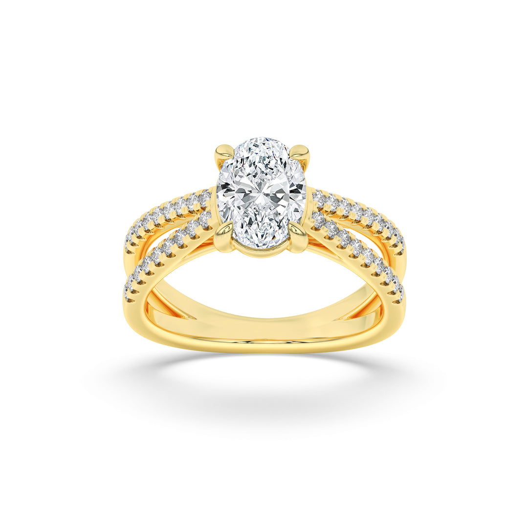14K Yellow Gold 2ctw Oval Lab Diamond Ring Sz 7