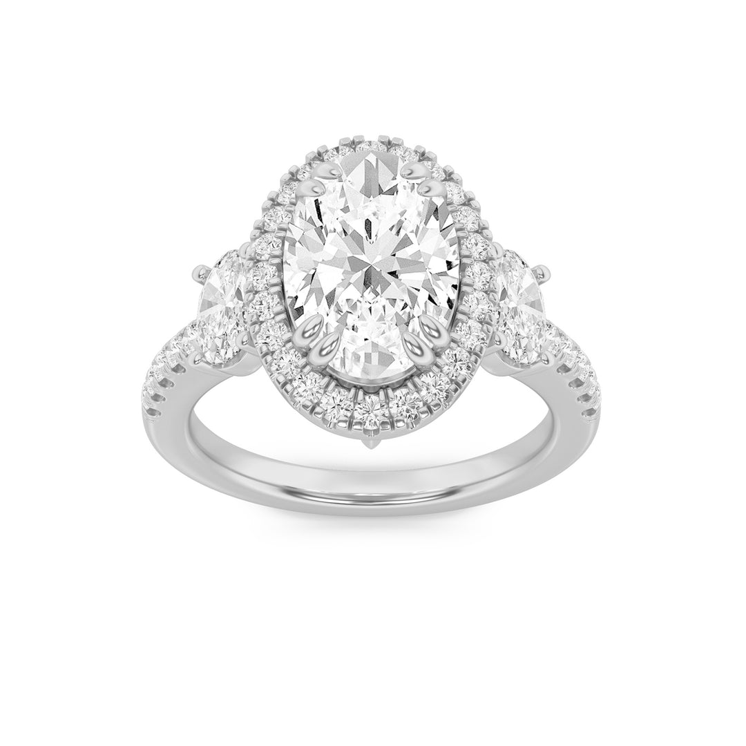 14K White Gold 3ctw Oval Lab Diamond Ring Sz 7