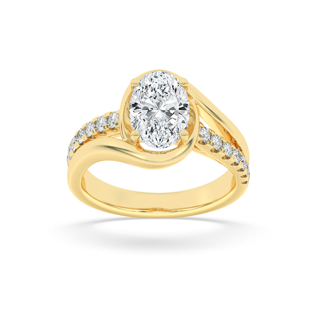 14K Yellow Gold 2ctw Oval Lab Diamond Ring Sz 7