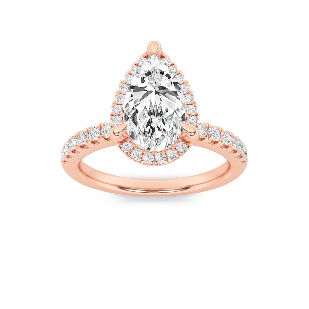14K Rose Gold 2.1ctw Pear Lab Diamond Ring Sz 7