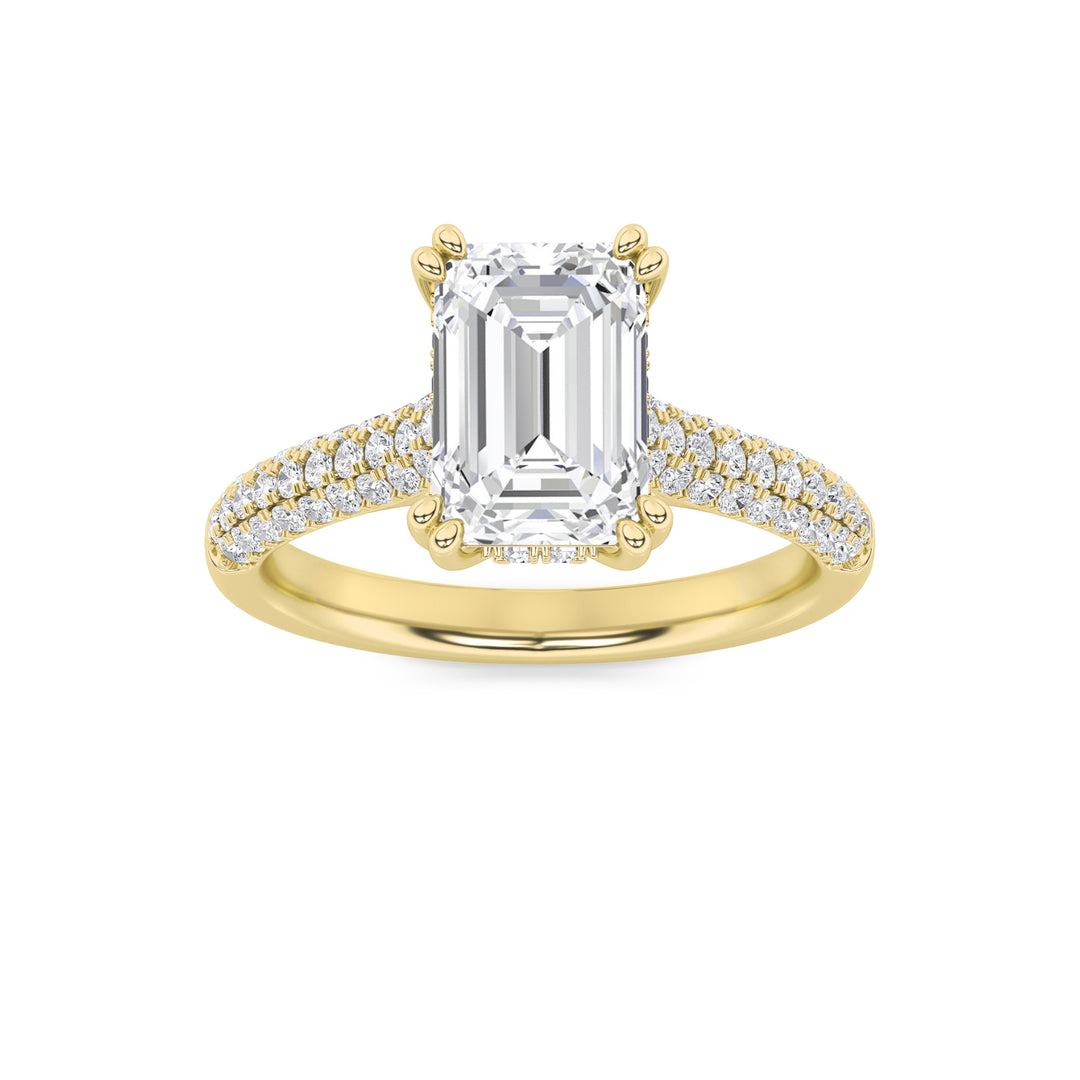 14K Yellow Gold 2.9ctw Emerald Lab Diamond Ring