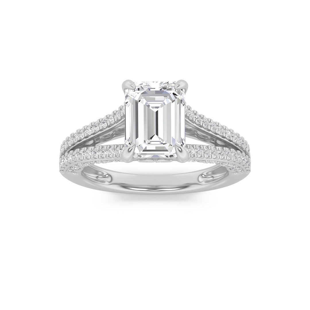 14K White Gold 2.1ctw Emerald Lab Diamond Ring