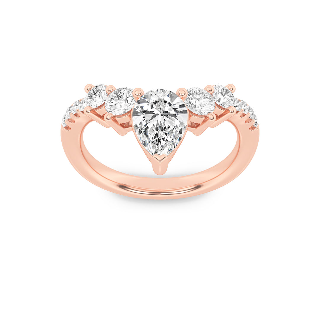 14K Rose Gold 1.5ctw Lab Diamond Pear Ring Sz 7