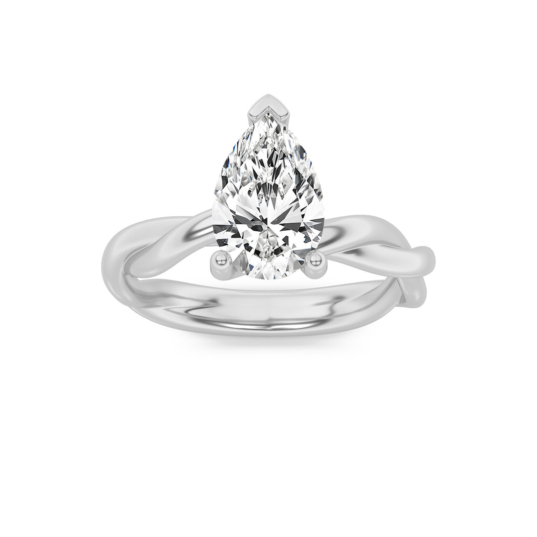 14K White Gold 2ct Lab Diamond Ring, F Color VS+