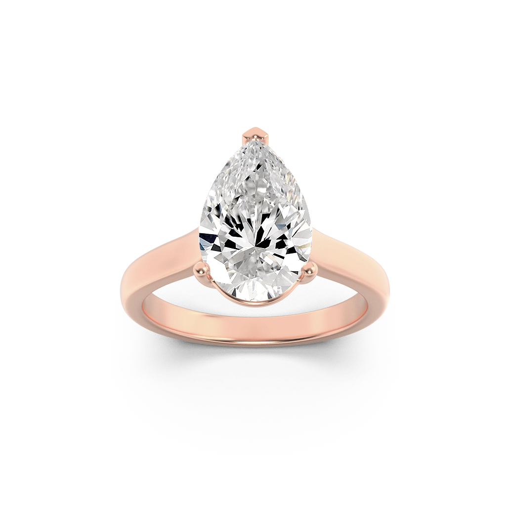 14K Rose Gold 1.9ctw Pear Lab Diamond Ring Sz 7