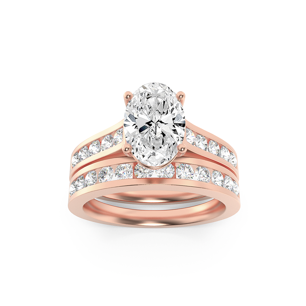 14K Rose Gold 2ctw Oval Lab Diamond Ring Sz 7