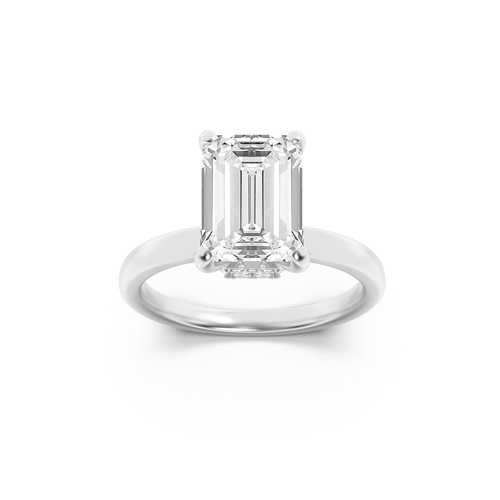 14K White Gold 1ct Lab Diamond Emerald Ring Sz 7