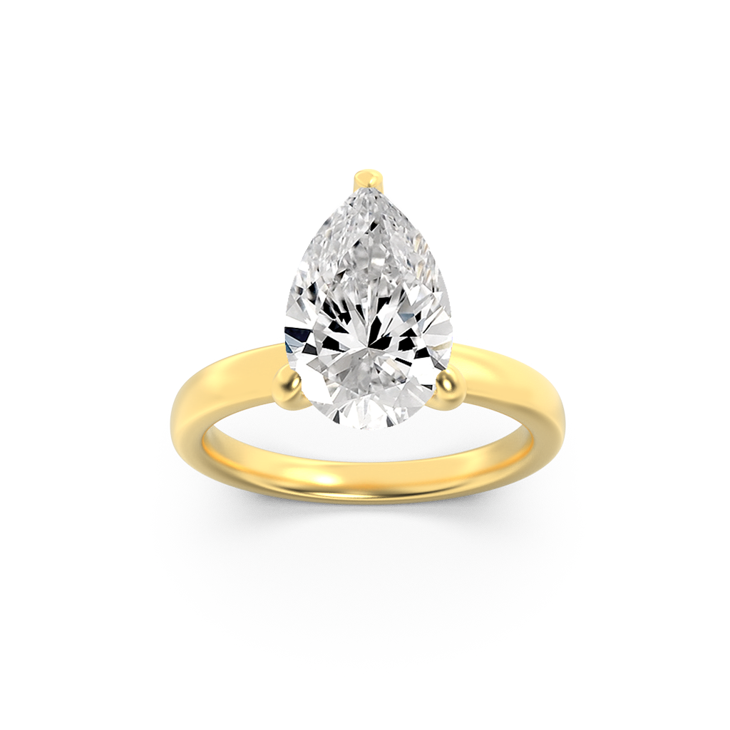 14K Yellow Gold 3ct Lab Diamond Pear Center Ring Sz7
