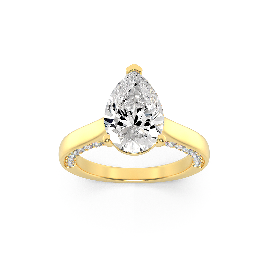 14K Yellow Gold Pear Lab Diamond Ring 1.3ctw