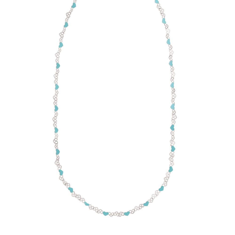 Silver Enamel Hearts Chain Necklace