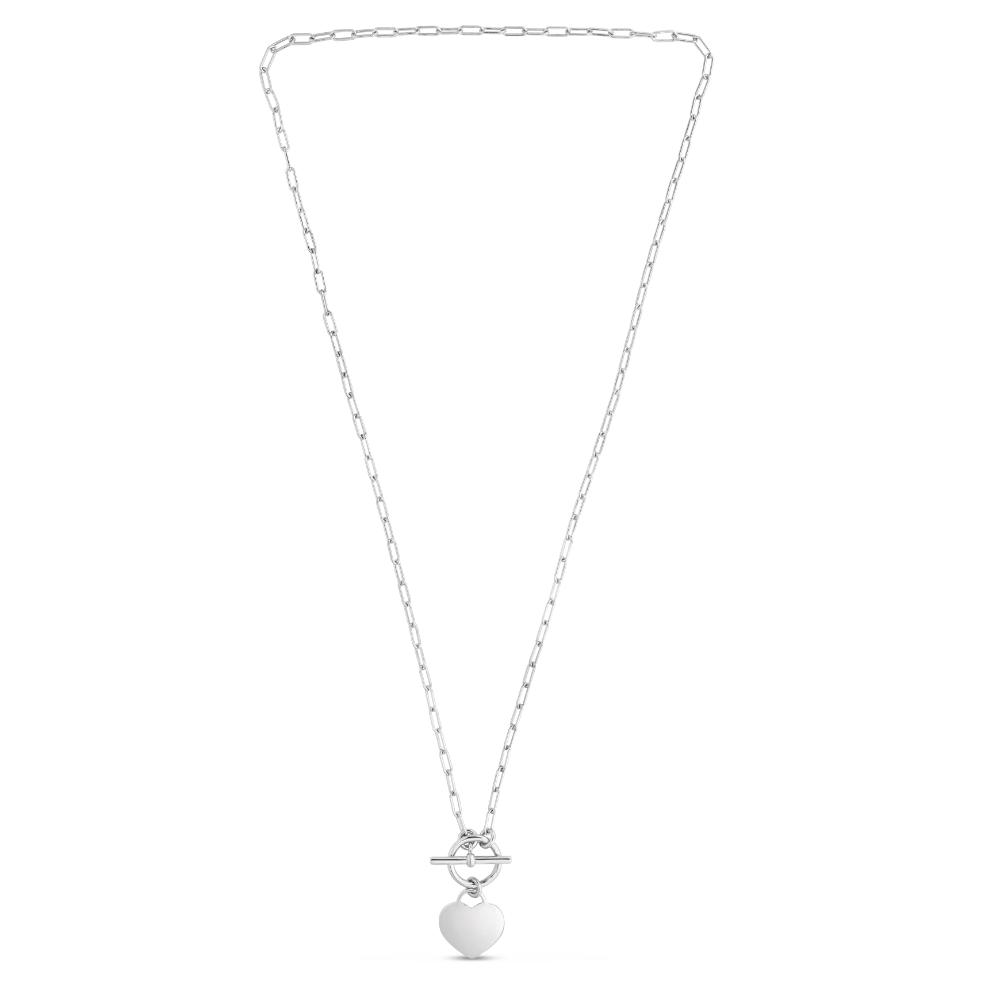 Silver Red Heart Toggle Necklace