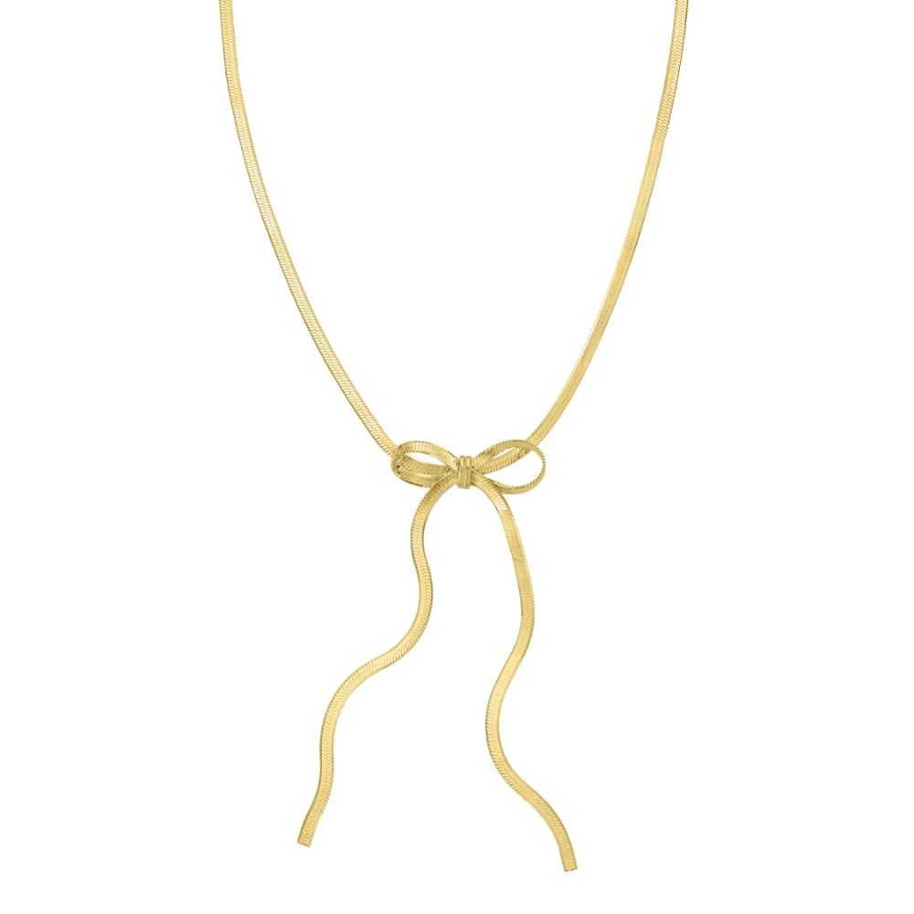 Silver Plated Snake Chain Bow Necklace