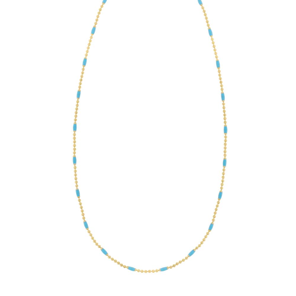 Silver Plated Enamel Beaded Chain Necklace