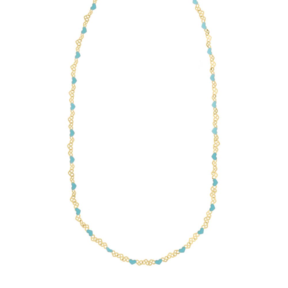 Silver Plated Enamel Hearts Chain Necklace
