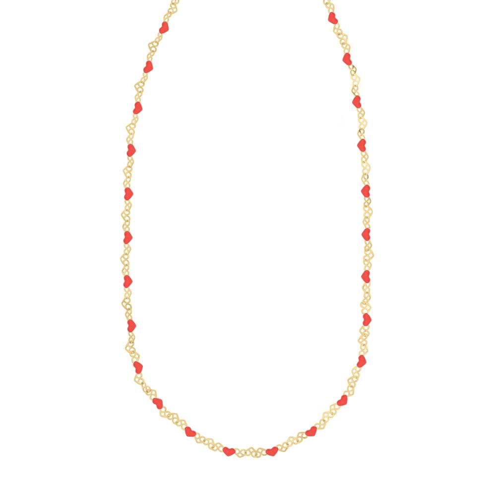 Silver Plated Enamel Hearts Chain Necklace