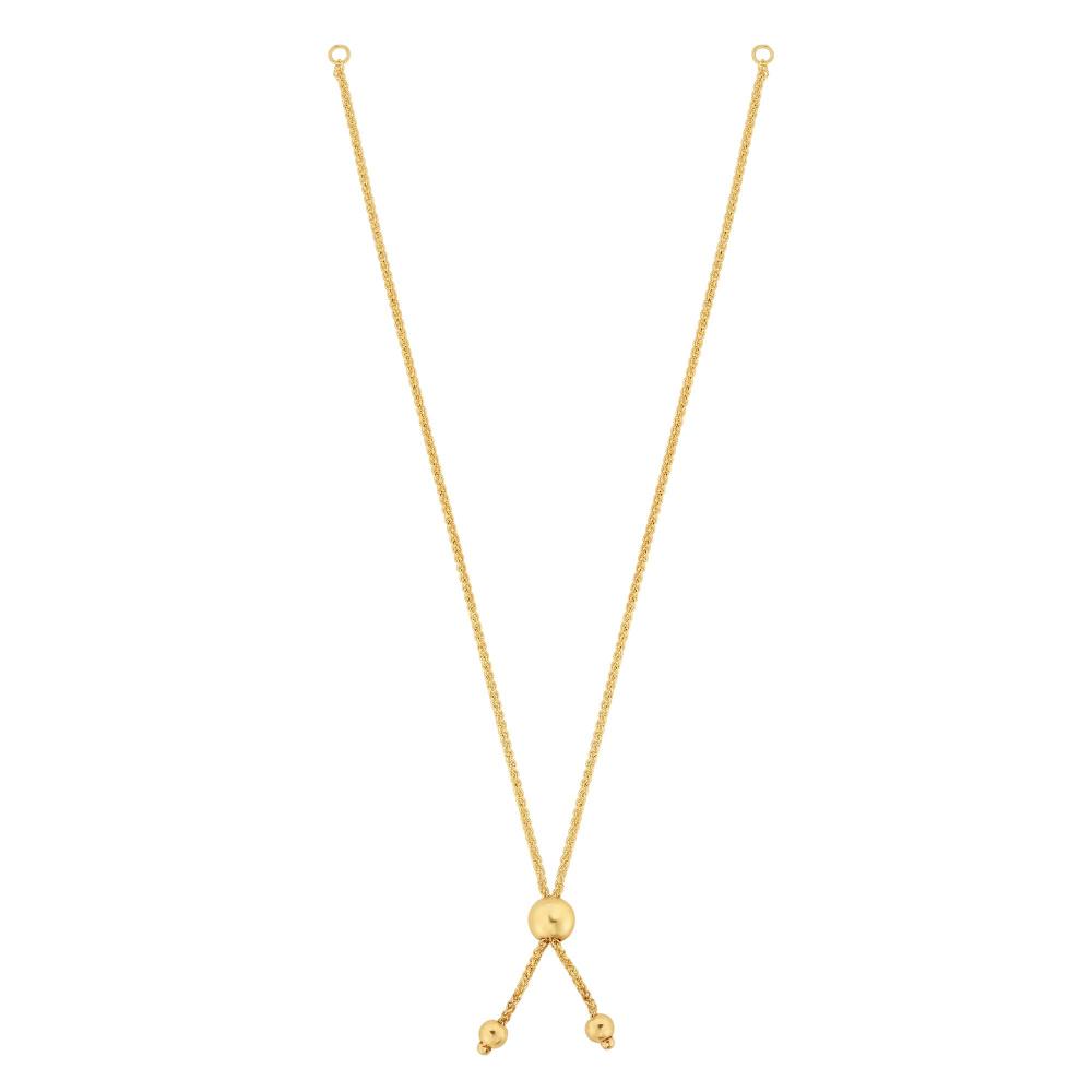 14K Gold Round Wheat Chain with Ball Slide Friendship Bracelet