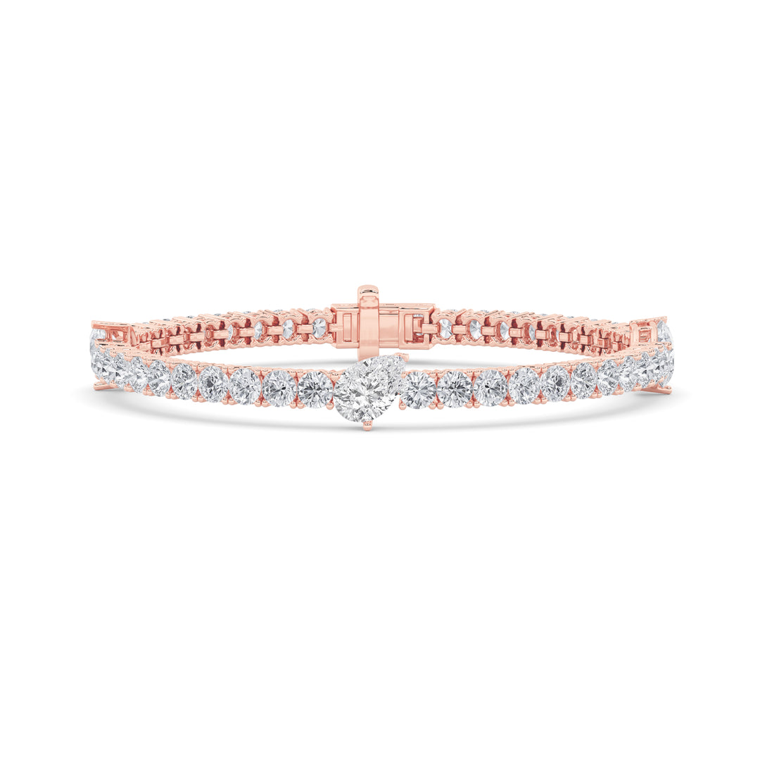 14K Rose Gold 10ctw Lab Diamond Pear Center Bracelet